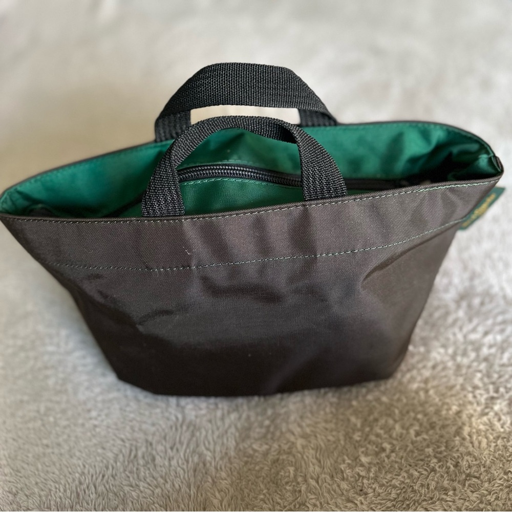 Herve Chapelier Small Two Tone Brown & Green Mini Zip Tote Bag